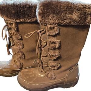 Sporto 8W Brown Women's Fur Insulated Water Resistant Snow Boots Shoes 8 Wide